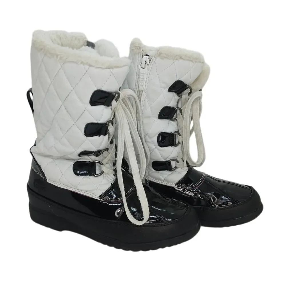 Totes Girl's Pre-owned Waterproof, Faux Fur Lined Winter Boots - sz. 2